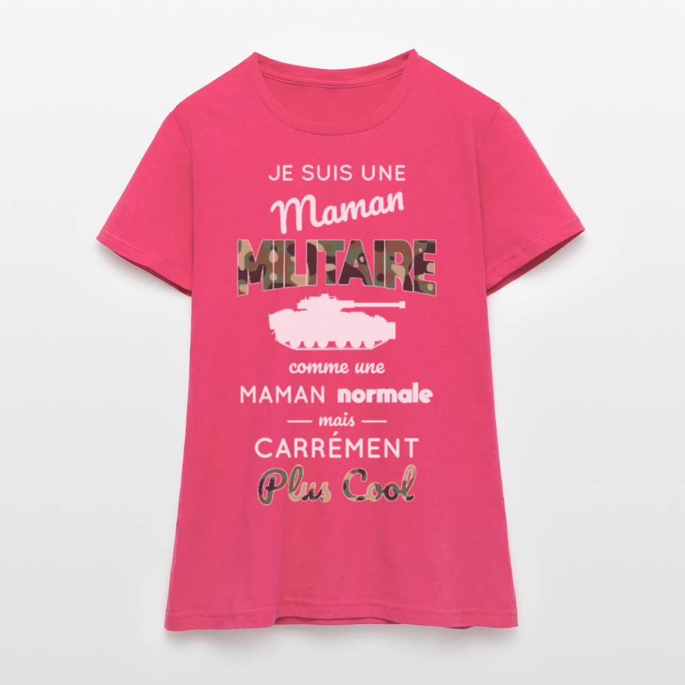 T-shirt Femme - Maman militaire plus cool - rose azalée