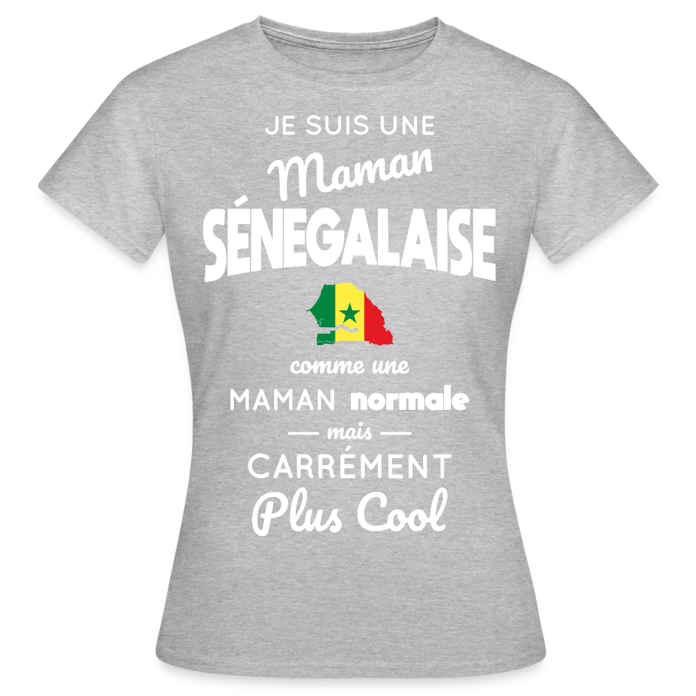 T-shirt Femme - Maman Sénégalaise plus cool - gris chiné