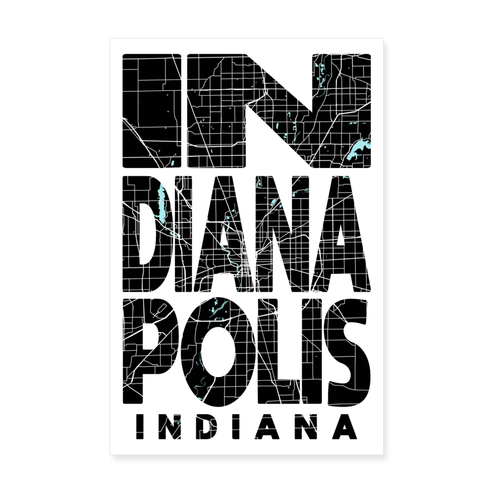 Poster Indianapolis - Plan Indianapolis - 20 x 30 cm - blanc