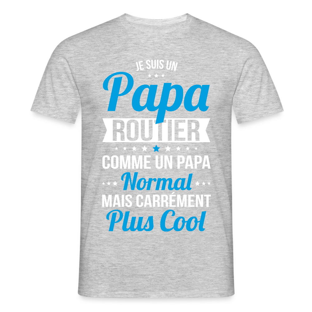 T-shirt Homme - Papa routier plus cool - gris chiné