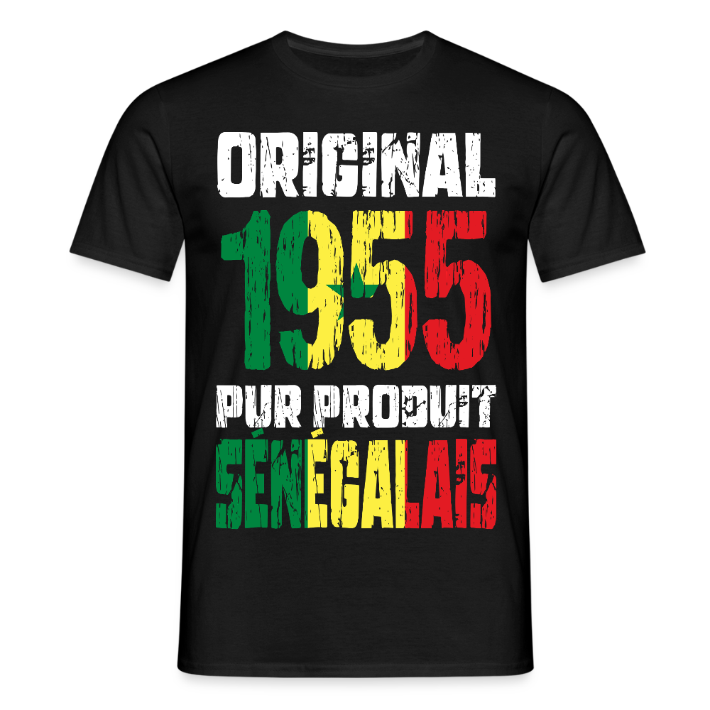 T-shirt Homme - Anniversaire 70 Ans - Original 1955 - Pur produit Sénégalais - noir