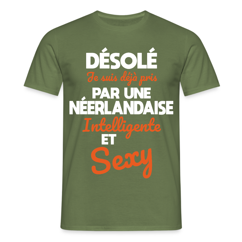 T-shirt Homme - Je suis déjà pris par une Néerlandaise intelligente et sexy - vert militaire