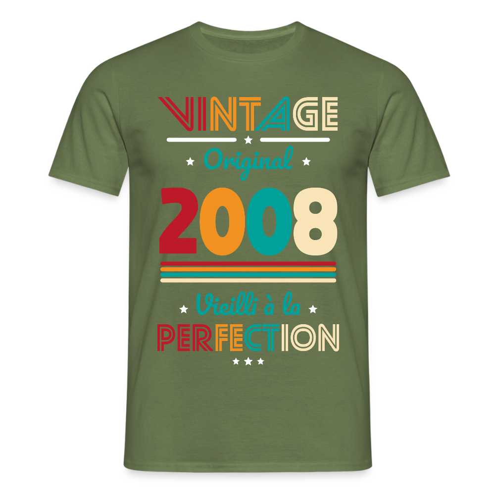 T-shirt anniversaire homme 18 ans – Vintage, original, 2008 - vert militaire