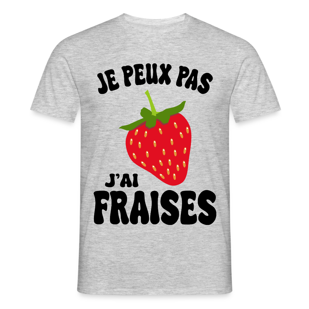 T-shirt Homme - Je peux pas j'ai fraises - gris chiné