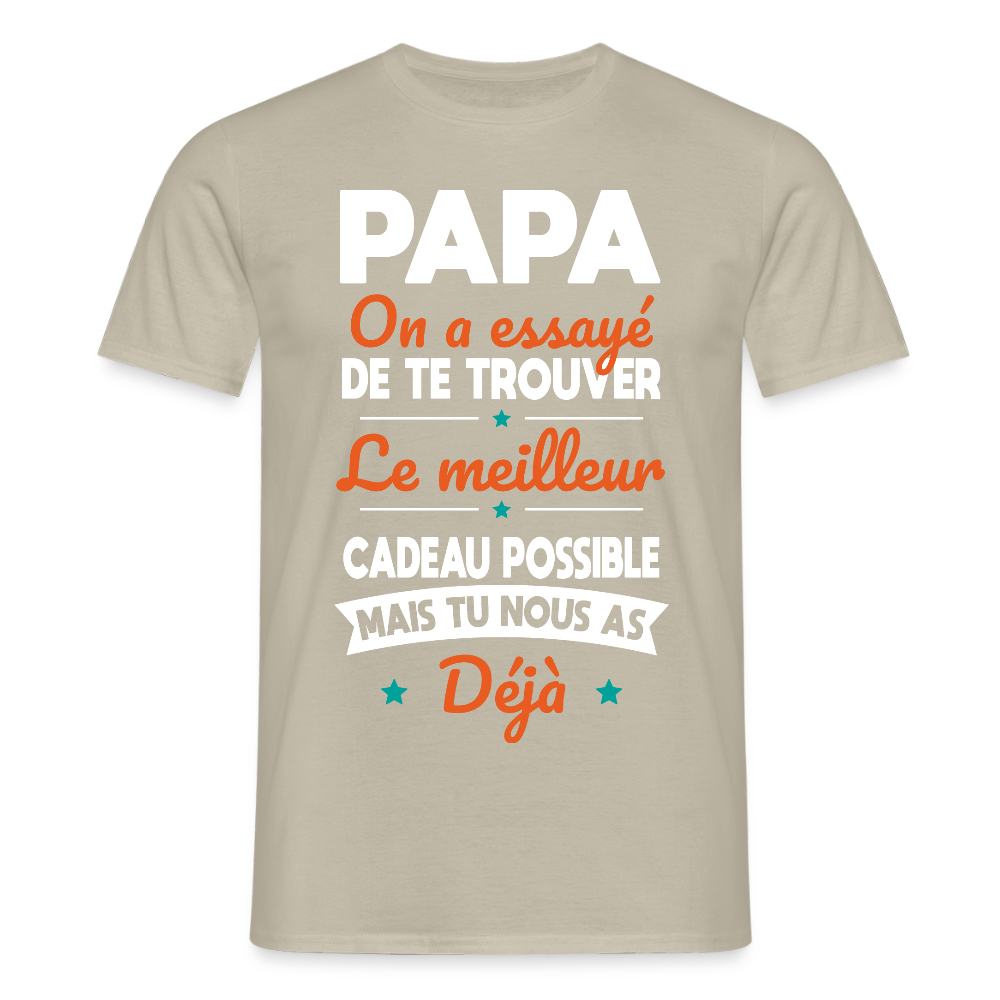 T-shirt Homme - Papa Cadeau Humour - beige sable