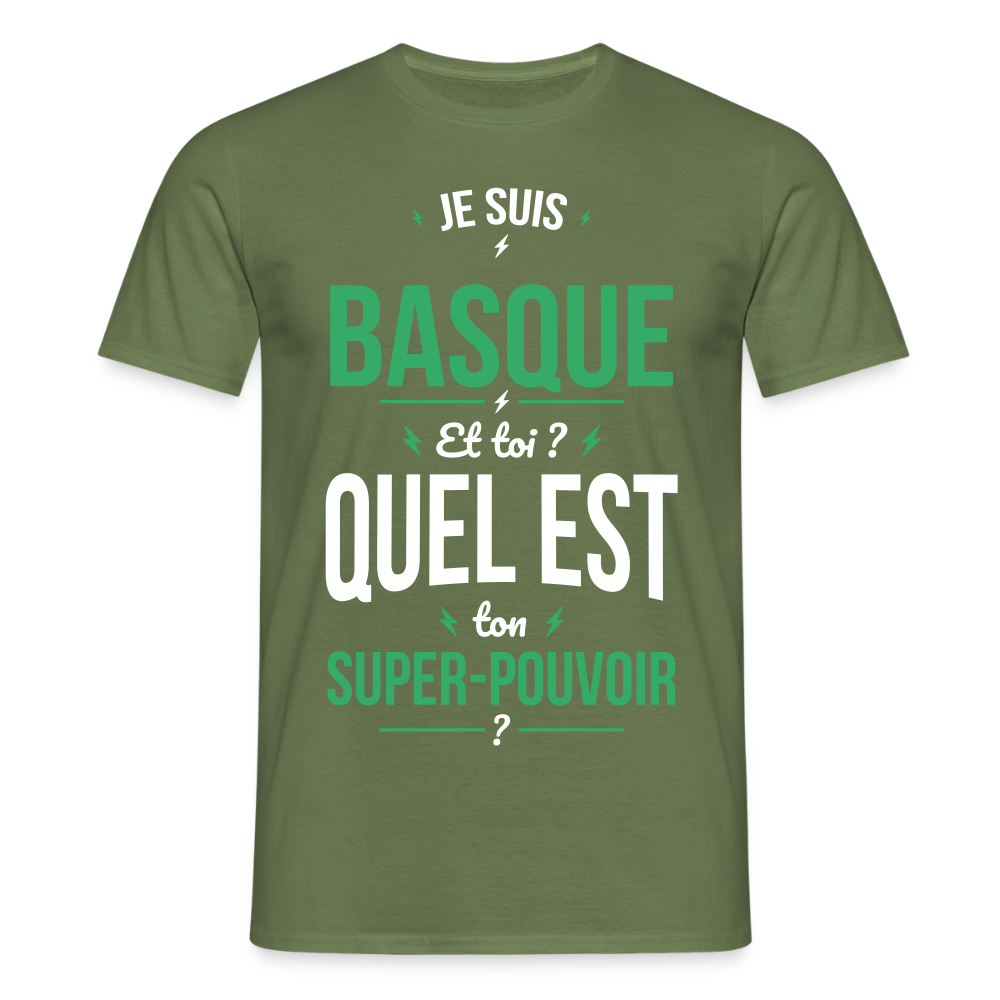 T-shirt Homme - Je suis Basque - Super-pouvoir - vert militaire