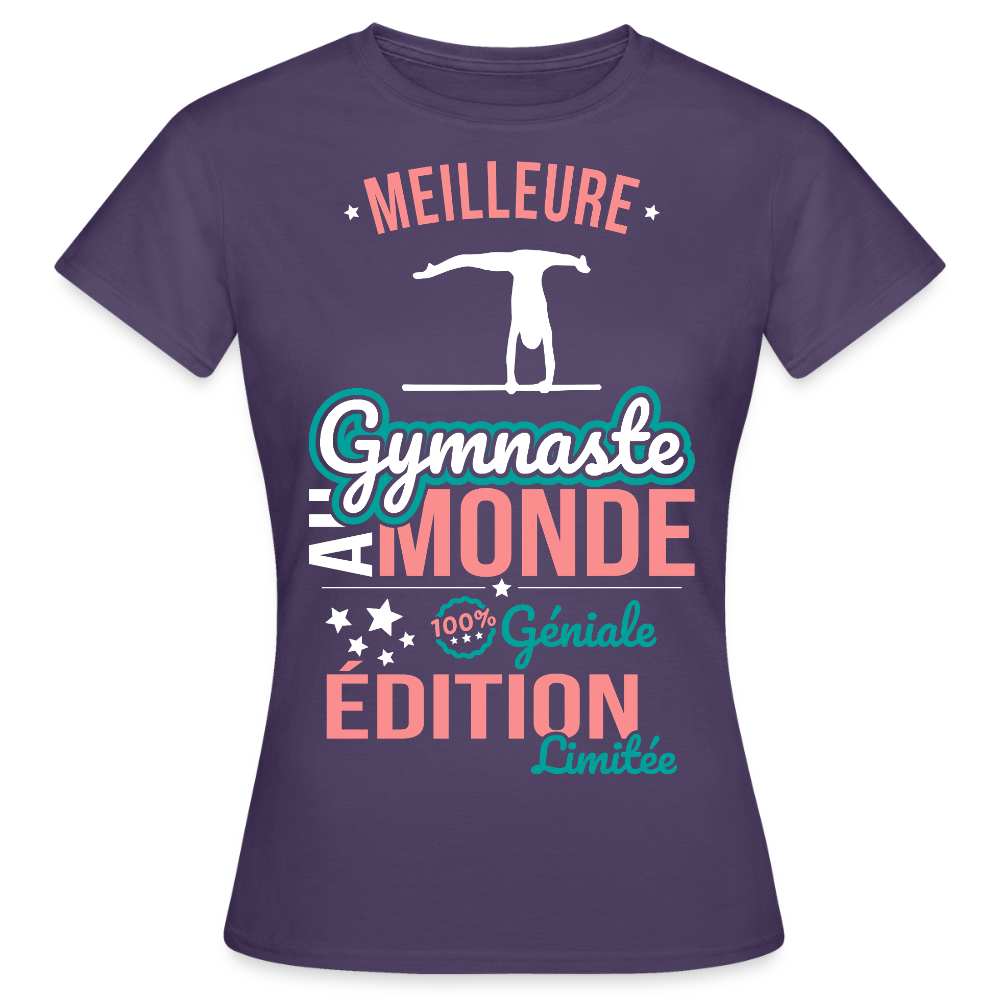 T-shirt Femme - Meilleure Gymnaste au monde 100% géniale - violet foncé
