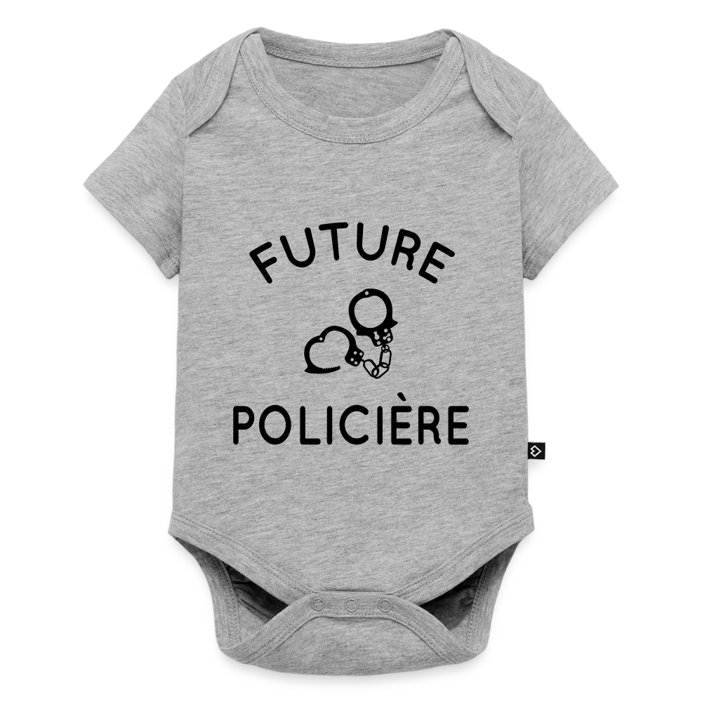 Body Bébé bio manches courtes - Future policière - gris chiné