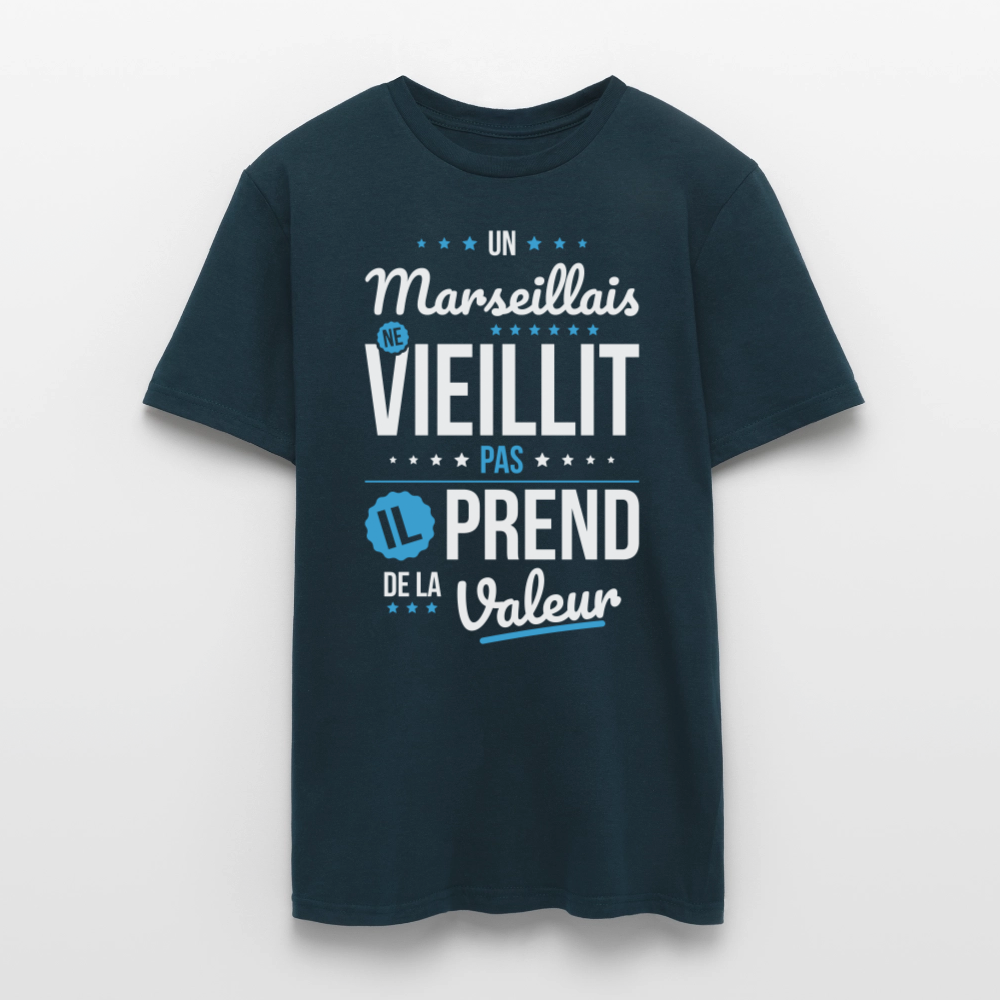 T-shirt Homme - Un Marseillais ne vieillit pas - marine