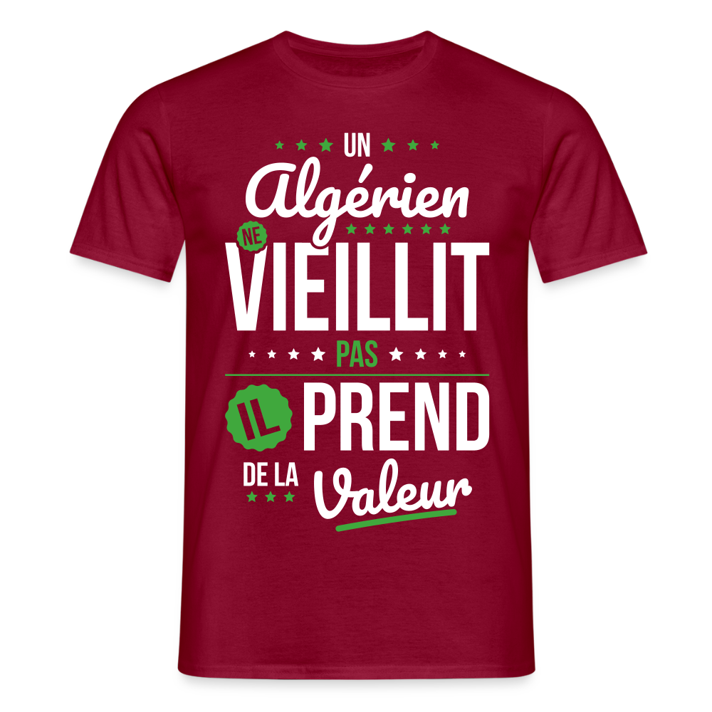 T-shirt Homme - Un Algérien ne vieillit pas - rouge brique