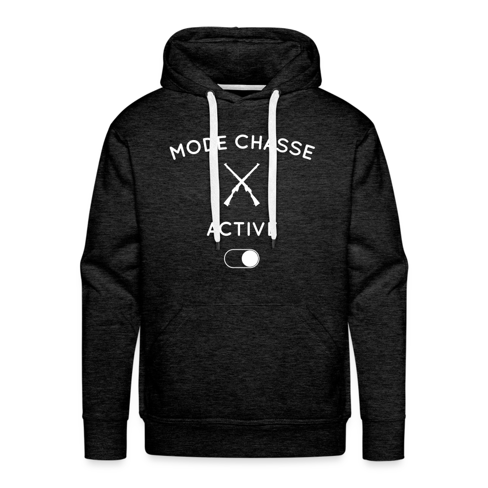 Sweat à capuche Premium Homme - Mode chasse activé - charbon