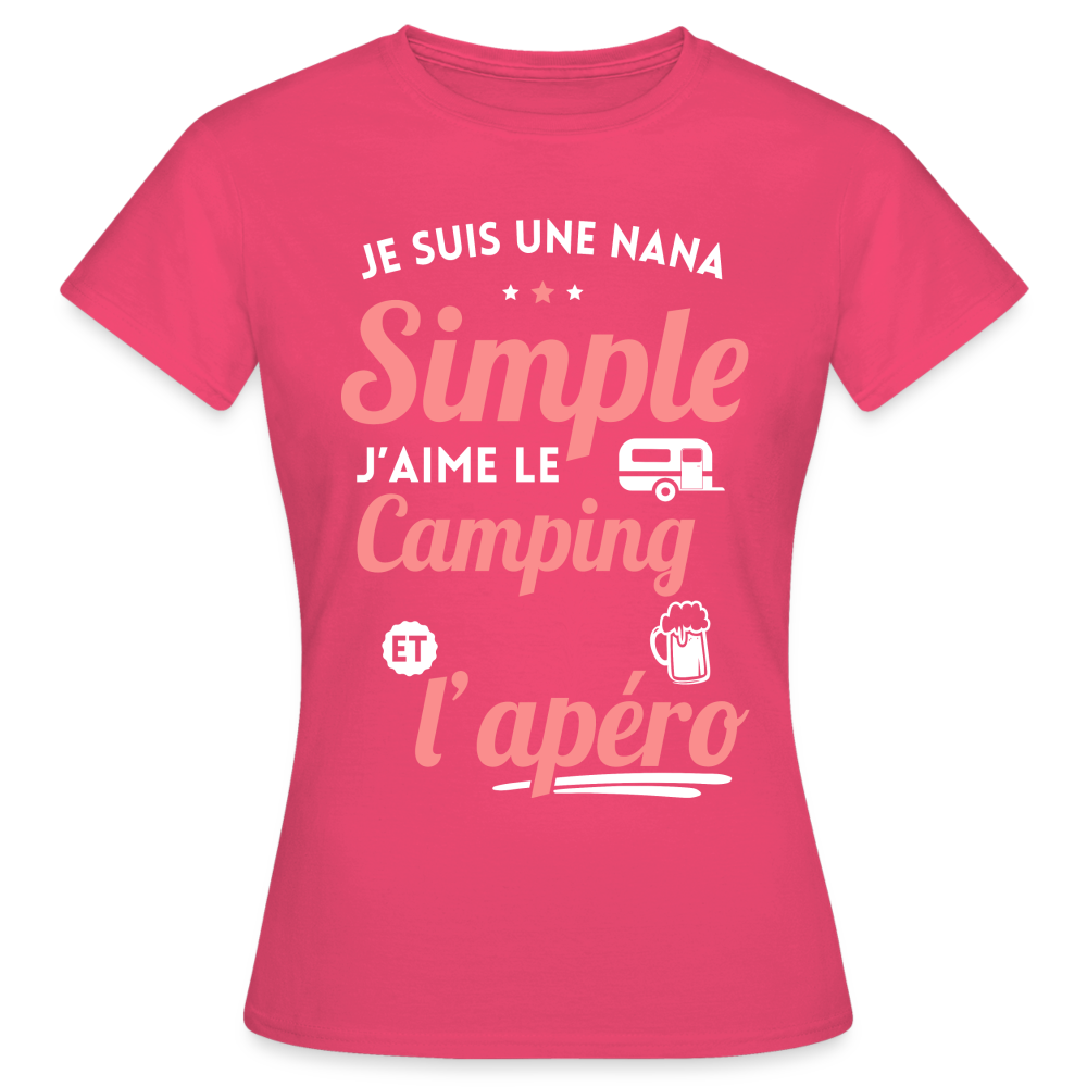 T-shirt Femme - J'aime le camping et l'apéro - rose azalée