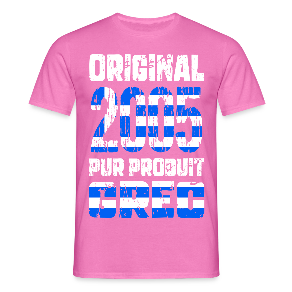 T-shirt Homme - Anniversaire 20 Ans - Original 2005 - Pur produit Grec - rose