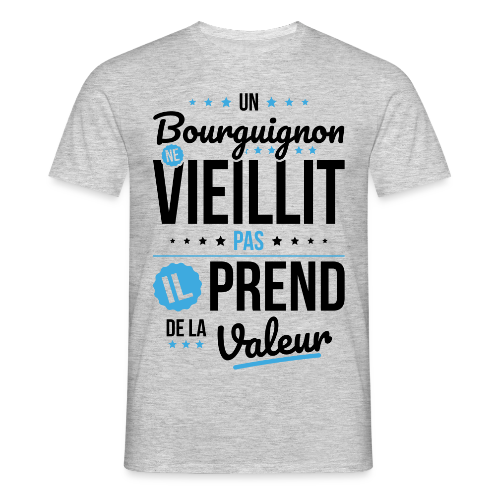 T-shirt Homme - Un Bourguignon ne vieillit pas - gris chiné