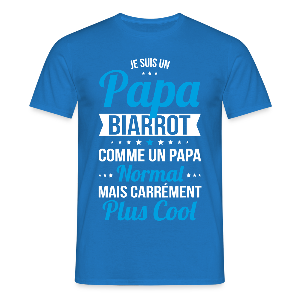 T-shirt Homme - Papa Biarrot Plus Cool - bleu royal