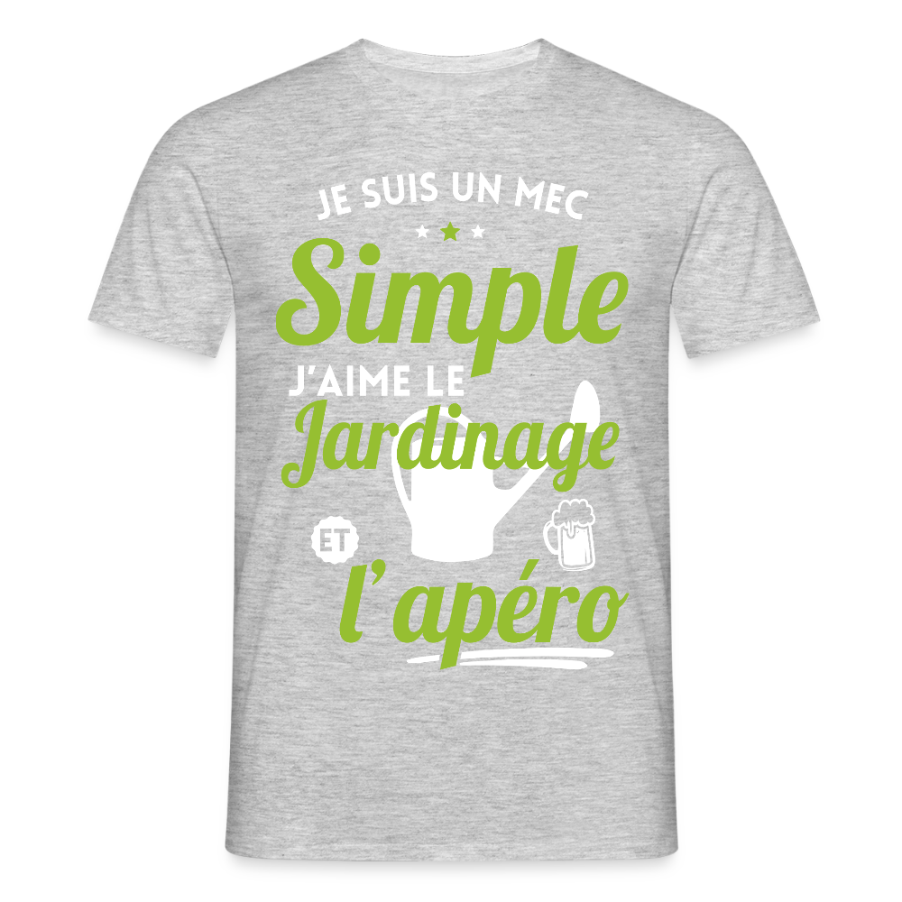 T-shirt Homme - J'aime le jardinage et l'apéro - gris chiné