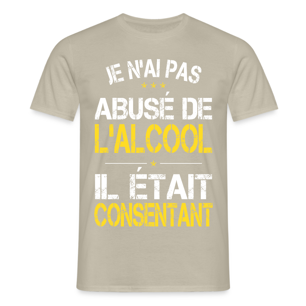 T-shirt Homme - Je n'ai pas abusé de l'alcool - beige sable