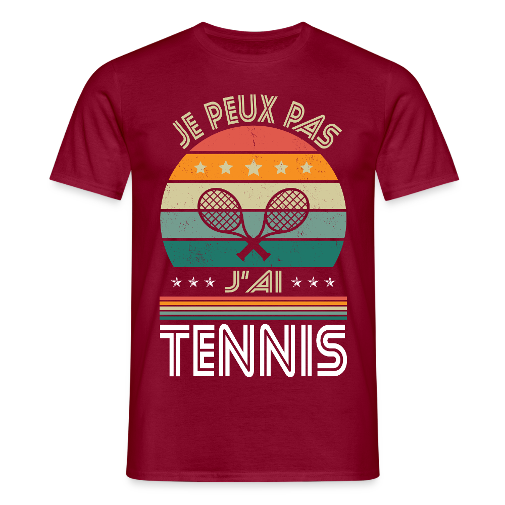 T-shirt Homme - Je peux pas j'ai Tennis - rouge brique