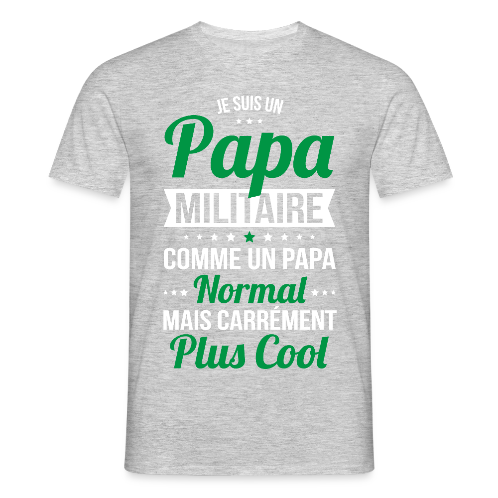 T-shirt Homme - Papa militaire plus cool - gris chiné