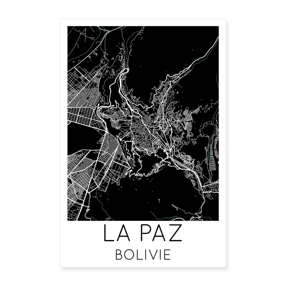 Poster La Paz - Plan La Paz - 40 x 60 cm - blanc