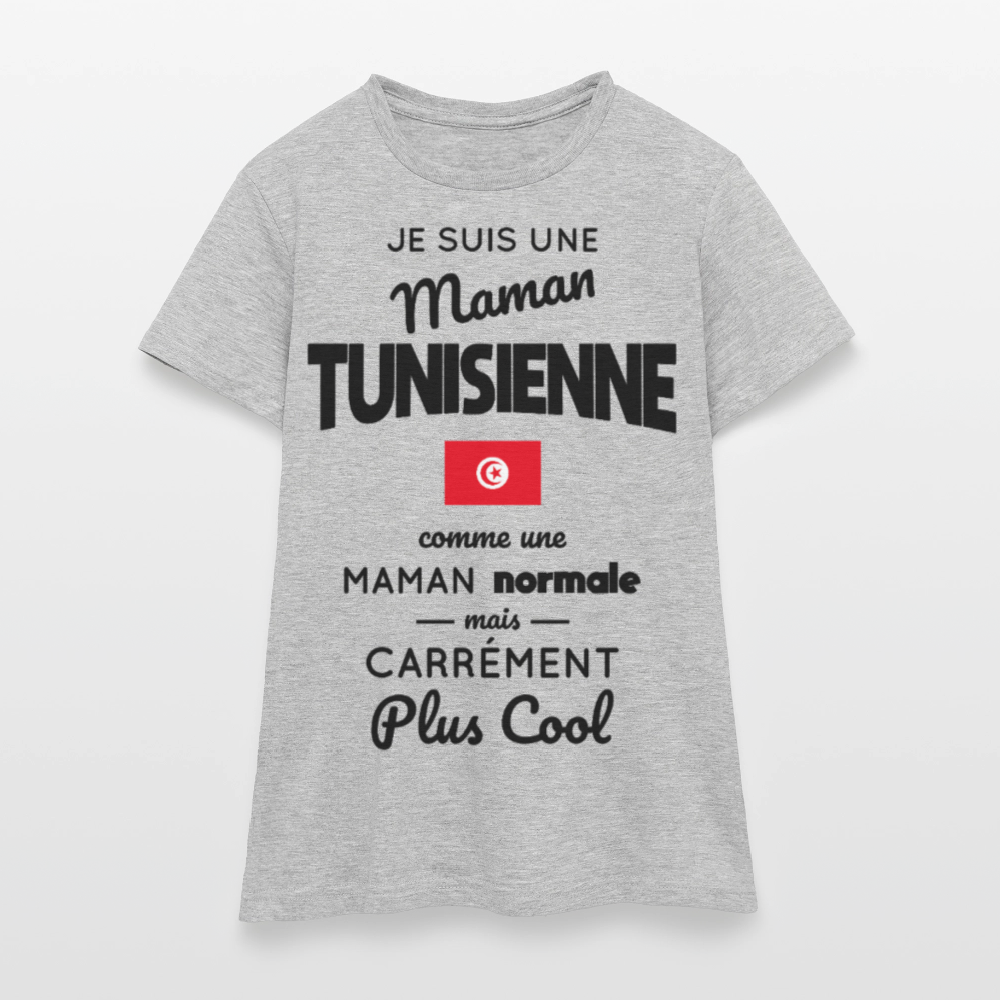 T-shirt Femme - Maman Tunisienne plus cool - gris chiné