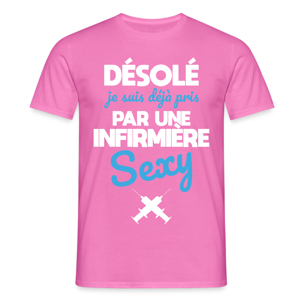 T-shirt Homme - Je suis pris par une infirmière sexy - rose