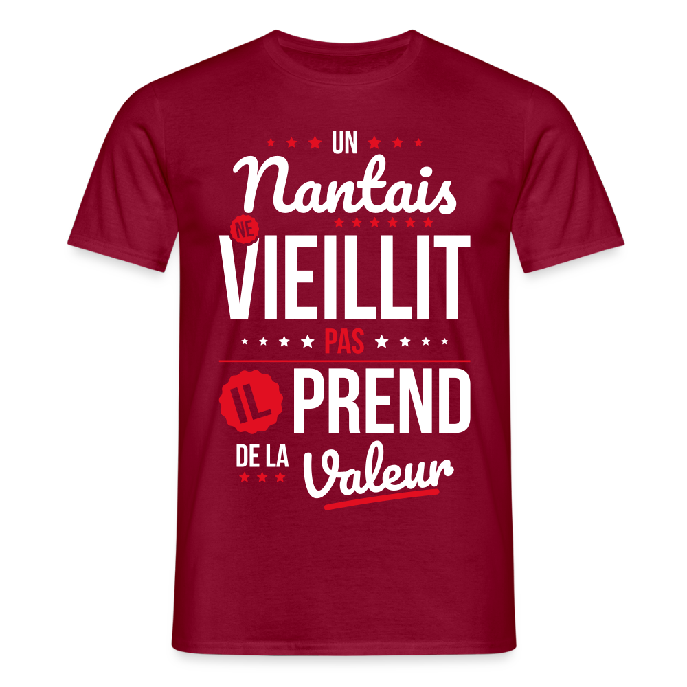 T-shirt Homme - Un Nantais ne vieillit pas - rouge brique