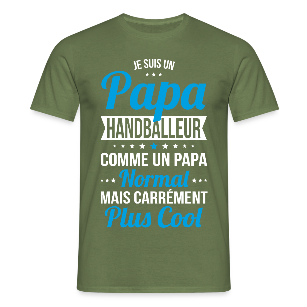 T-shirt Homme - Papa handballeur plus cool - vert militaire
