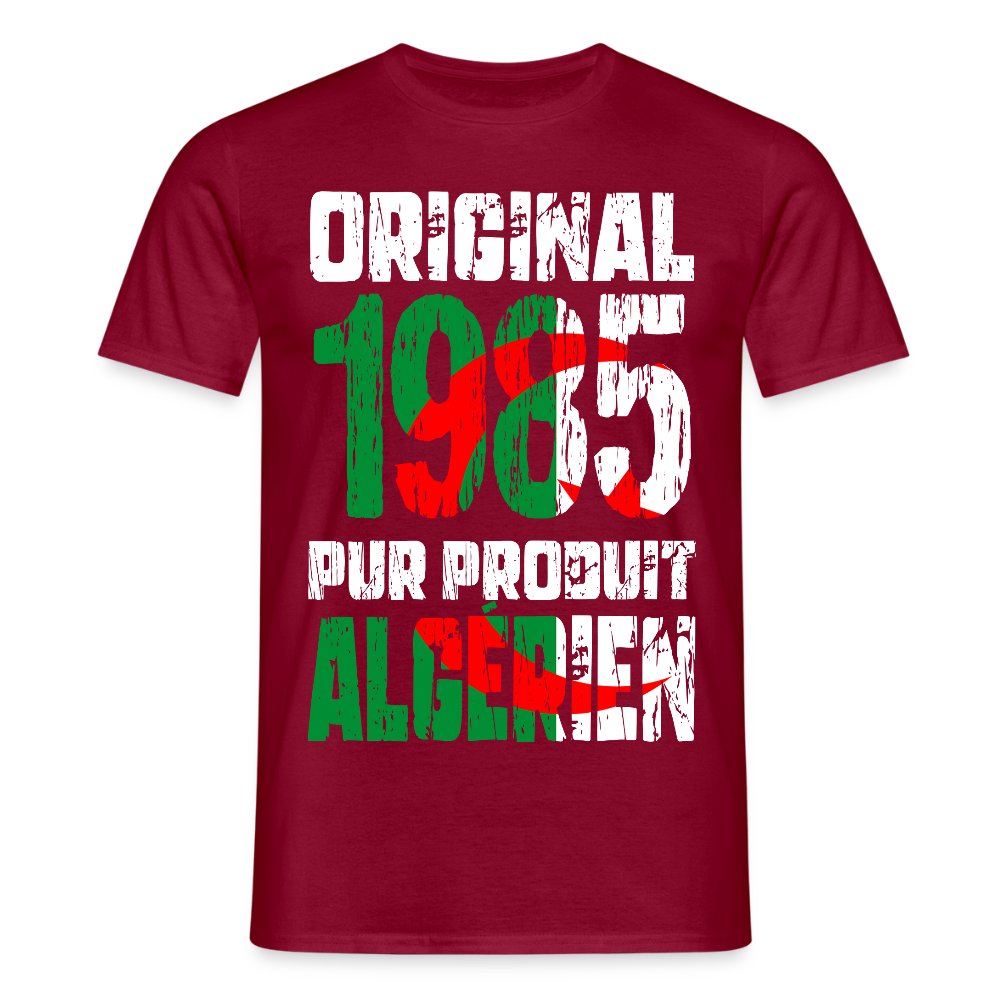 T-shirt Homme - Anniversaire 40 Ans - Original 1985 - Pur produit Algérien - rouge brique