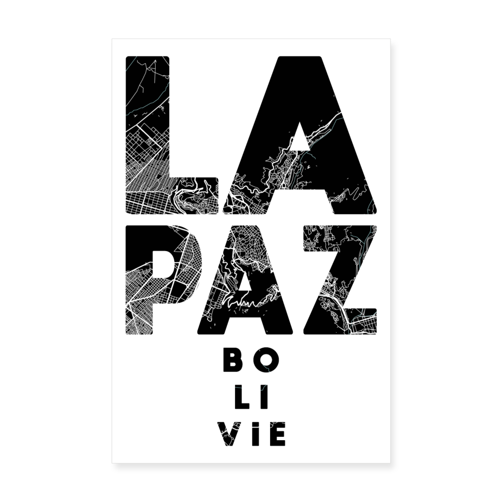 Poster La Paz - Plan La Paz - 20 x 30 cm - blanc