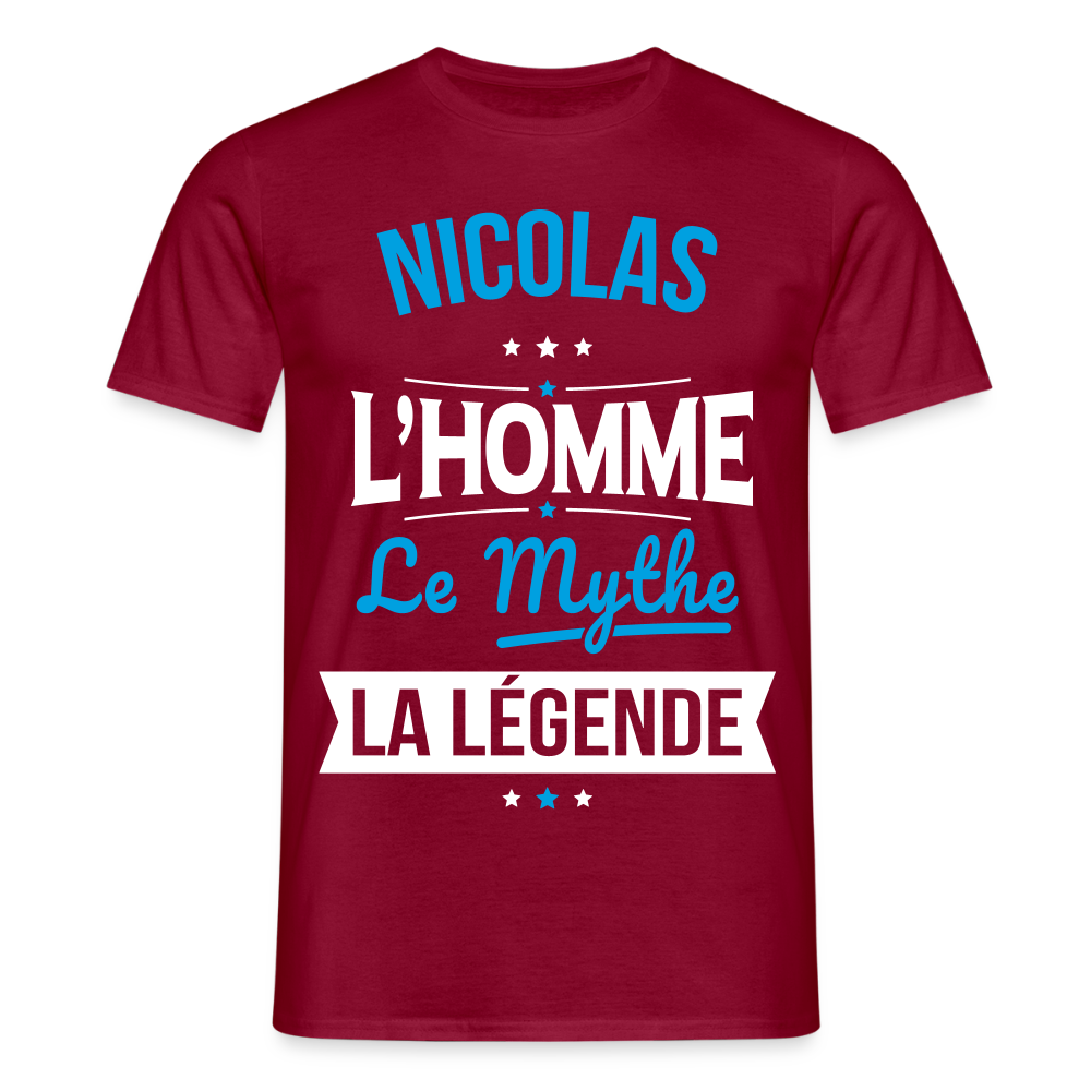 T-shirt Homme - Nicolas - l'Homme - le Mythe - la Légende - rouge brique