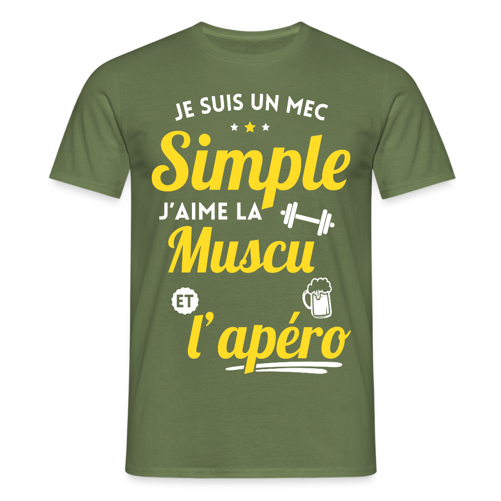 T-shirt Homme - J'aime la muscu et l'apéro - vert militaire
