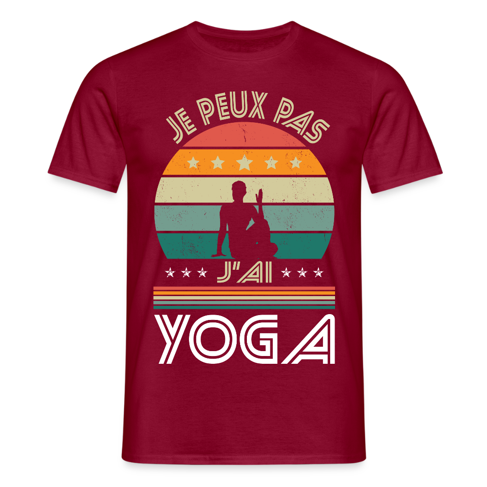 T-shirt Homme - Je peux pas j'ai Yoga - rouge brique