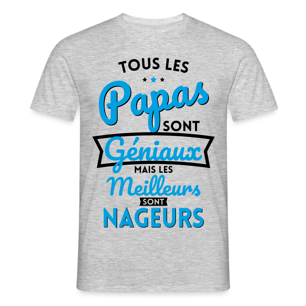 T-shirt Homme - Papas géniaux - Les meilleurs sont nageurs - gris chiné