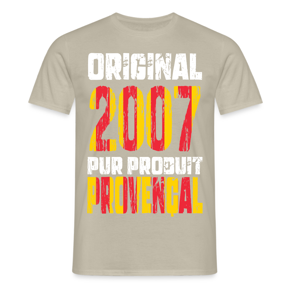 T-shirt Homme - Anniversaire 18 Ans - Original 2007 - Pur produit Provençal - beige sable