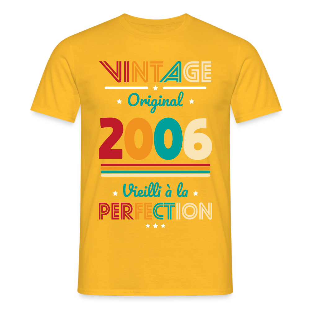 T-shirt Homme - Anniversaire 19 Ans - Vintage Original 2006 - jaune