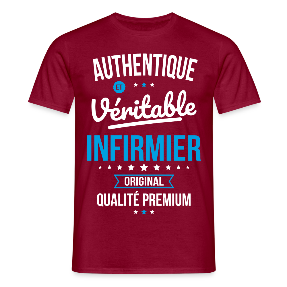 T-shirt Homme - Authentique et véritable Infirmier - rouge brique
