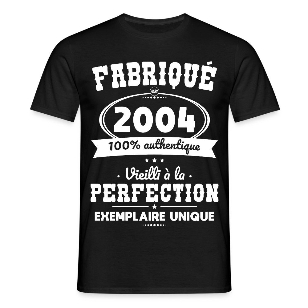 T-shirt Homme - Anniversaire 21 Ans - Fabriqué en 2004 - noir