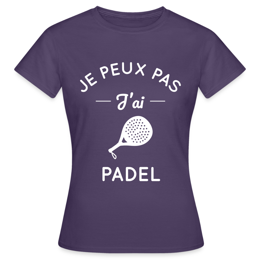 T-shirt padel Femme original- Je peux pas j'ai padel - violet foncé