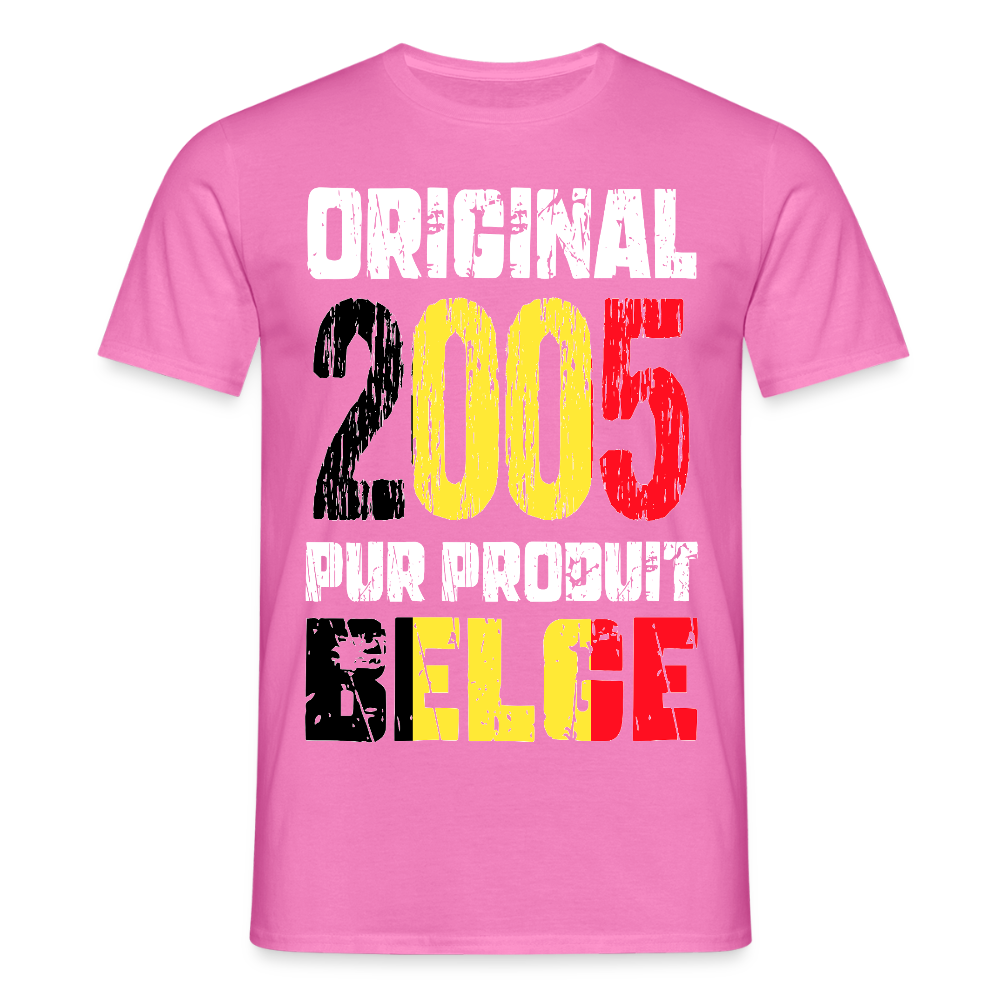 T-shirt Homme - Anniversaire 20 Ans - Original 2005 - Pur produit Belge - rose
