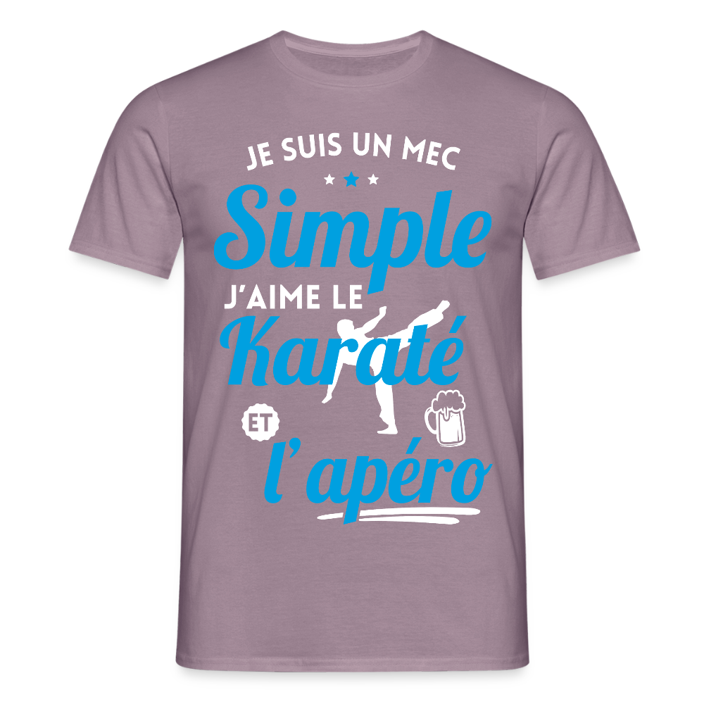 T-shirt Homme - J'aime le karaté et l'apéro - mauve gris