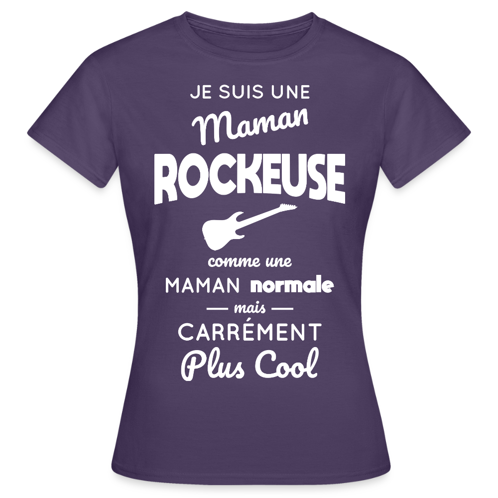 T-shirt Femme - Maman rockeuse plus cool - violet foncé