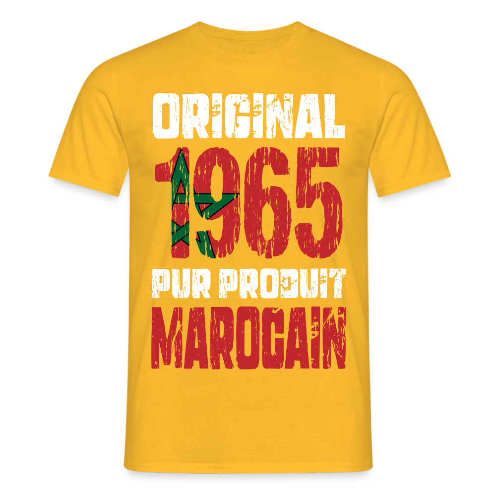T-shirt Homme - Anniversaire 60 Ans - Original 1965 - Pur produit Marocain - jaune