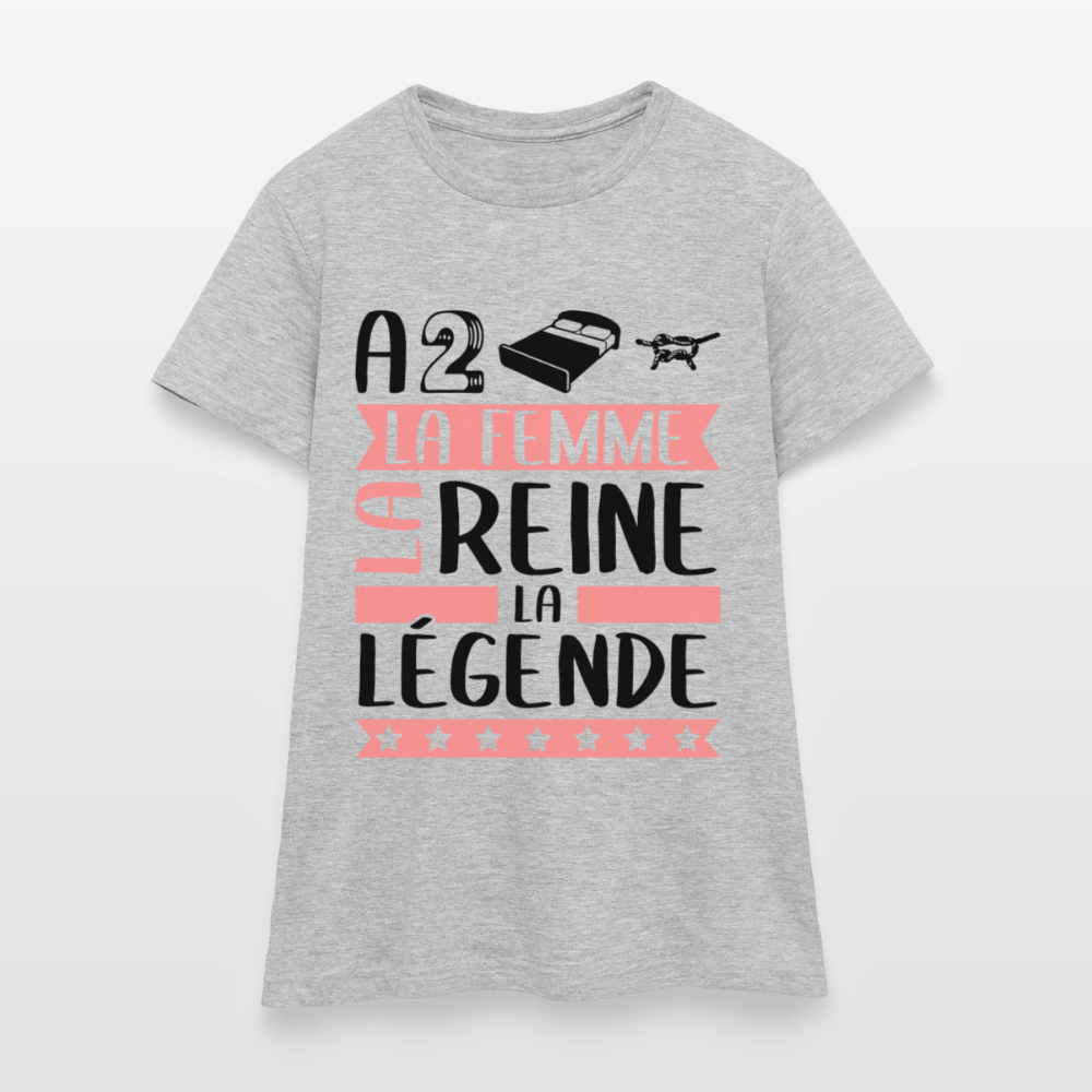 T-shirt femme coloris clair Adeline rébus – La femme, la reine, la légende - gris chiné