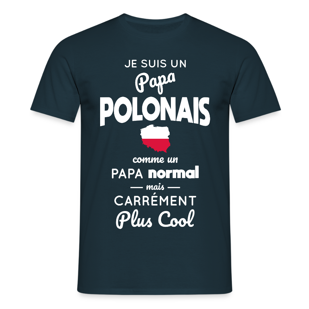 T-shirt Homme - Papa Polonais Plus Cool - marine