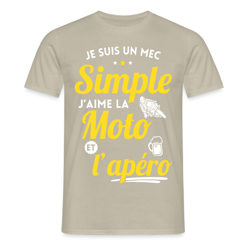 T-shirt Homme - J'aime la moto et l'apéro - beige sable