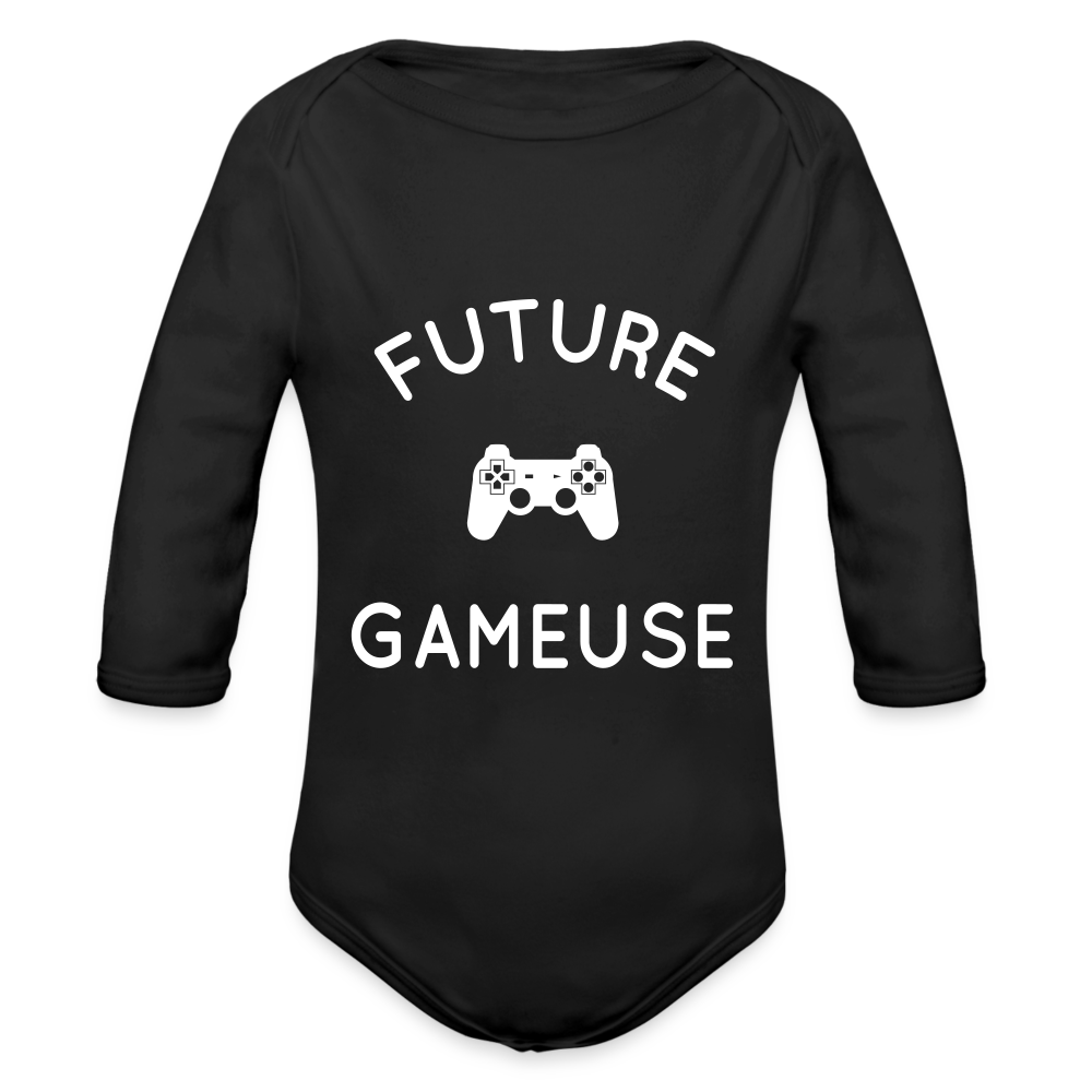 Body Bébé bio manches longues - Future gameuse - noir