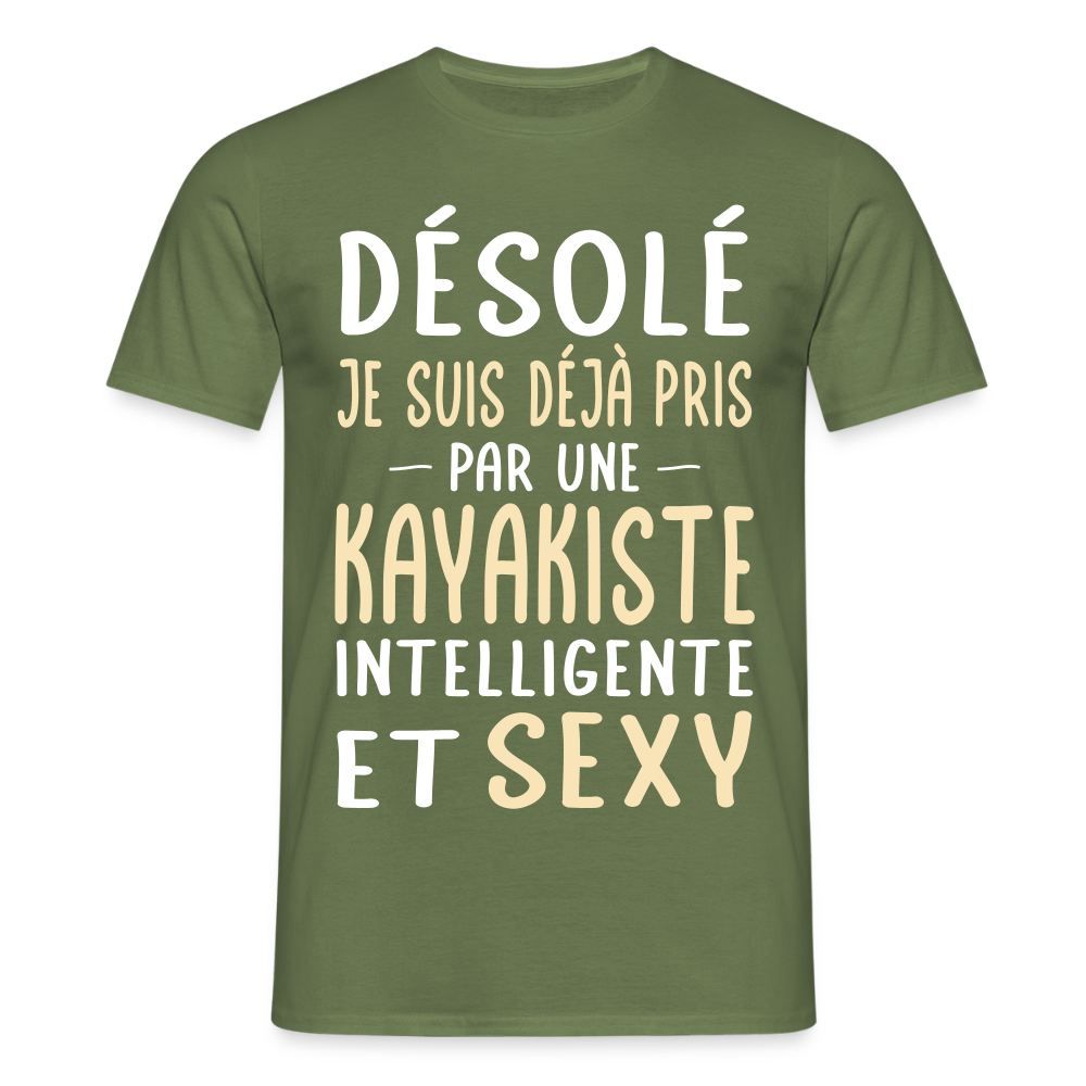 T-shirt Homme - Je suis pris par une kayakiste intelligente et sexy - vert militaire