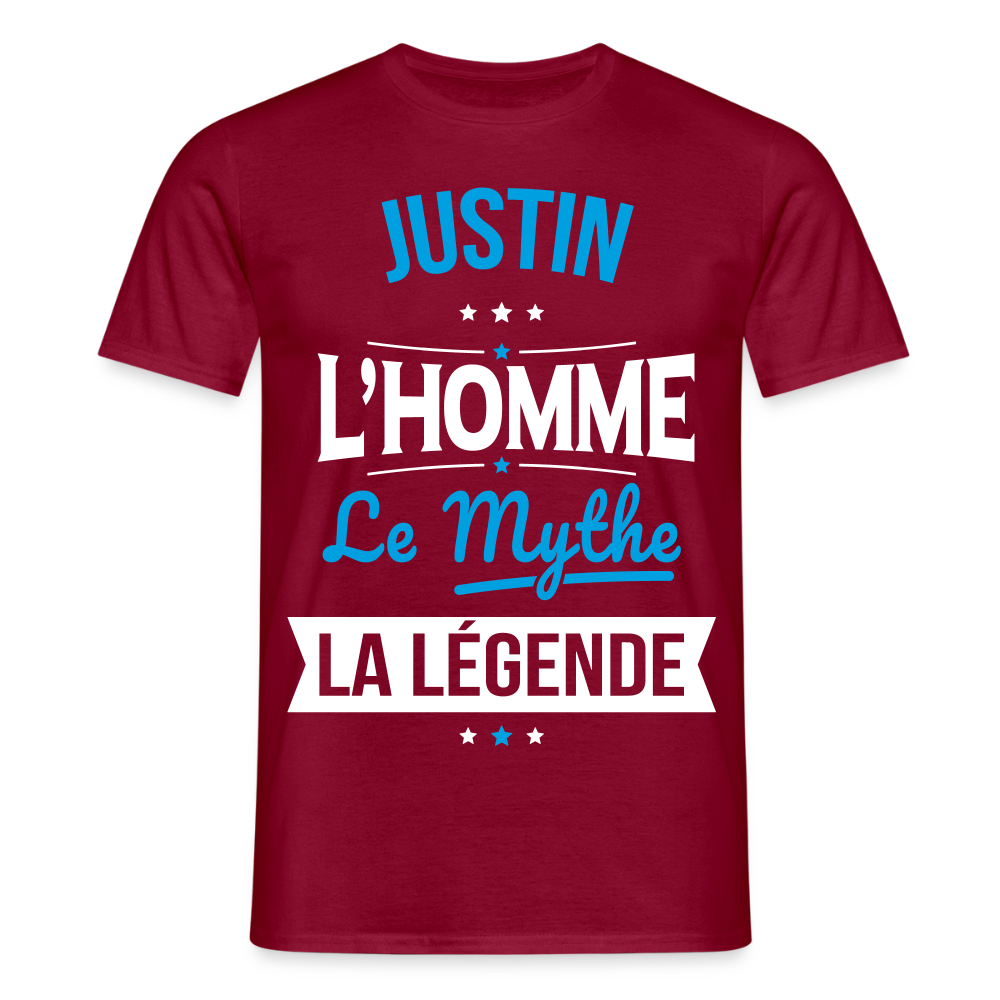 T-shirt Homme - Justin - l'Homme - le Mythe - la Légende - rouge brique