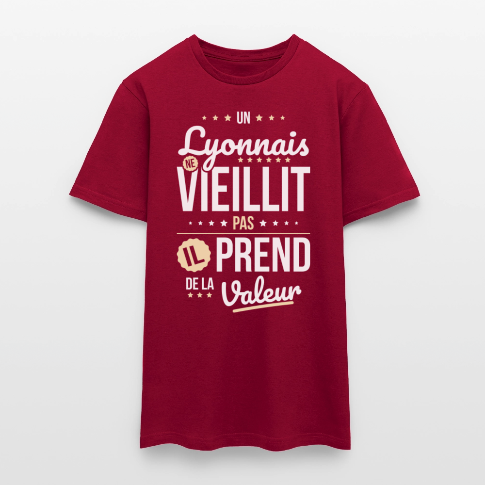 T-shirt Homme - Un Lyonnais ne vieillit pas - rouge brique